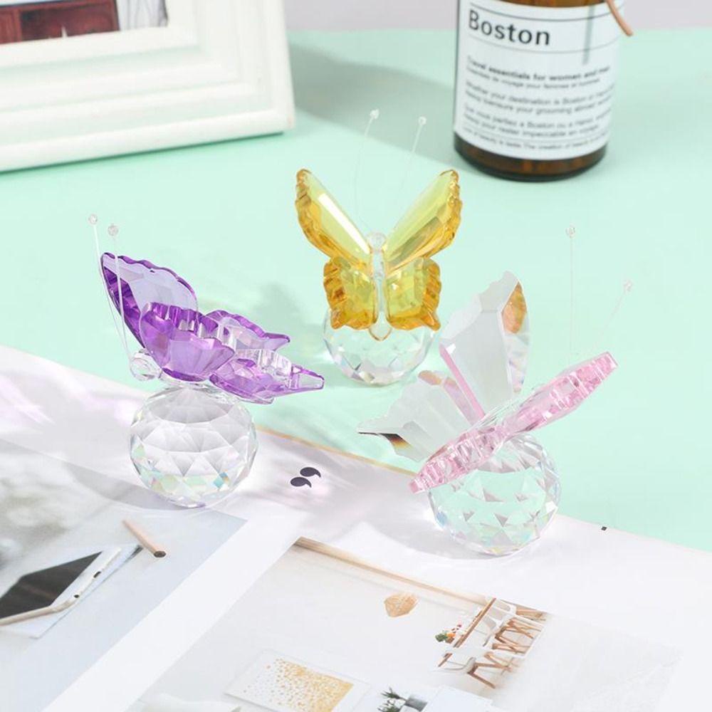 Patung Kupu Kristal Populer High Quality Souvenir Hadiah Koleksi Home&amp;Office Glass Craft