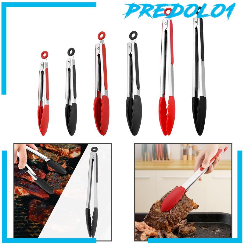 [Predolo1] Penjepit Makanan Anti Lengket Multifungsi Heavy Duty Stainless Steel Cooking Tongs