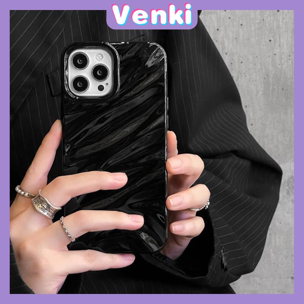 VENKI - Untuk iPhone 11 Case Soft Case Glossy 3D Ripple Dimensi Shockproof Coklat Ungu Hitam Putih Hijau Untuk iPhone 14 Pro Max 13 Pro max 12 Pro Max 11 iPhone XR XS 7Plus 8Plus