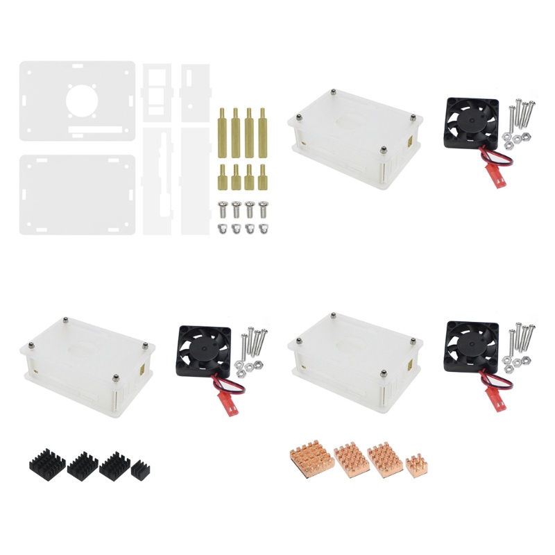 Cre Kotak Kandang Akrilik Dengan Kipas Pendingin Untuk Orange Pi5 5B Papan Pengembangan Case Heatsink Fan Cooling Radiators