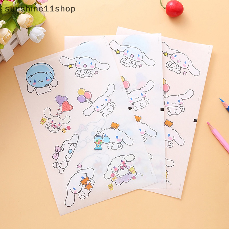 Sho 5pcs My Melody Kawaii Anime Kartun Stiker Cinnamoroll Kuromi Pvc Transparan Tahan Air Hias Perekat Diri Sticker N