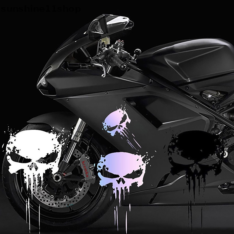 Sho Skull Sticker Reflektif Decal Stiker Motor Anti Air Perlindungan Matahari N