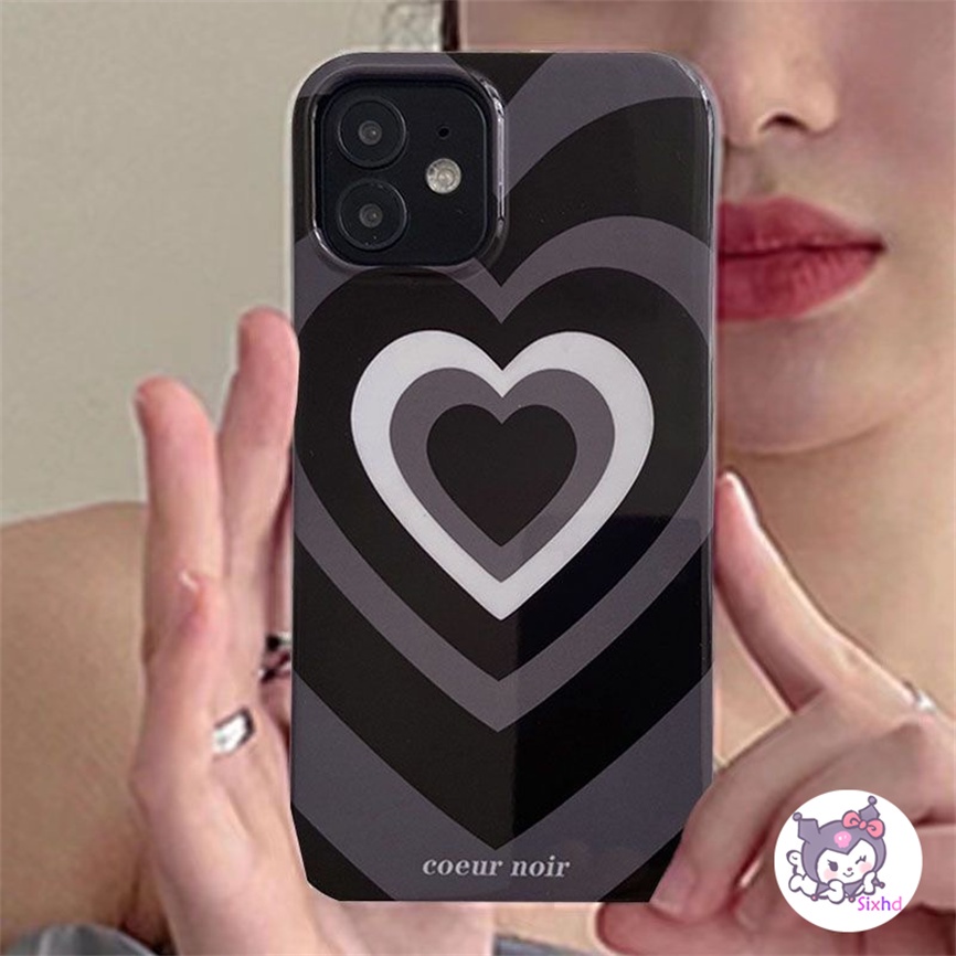 IPHONE Kompatibel Untuk Iphone14 13 12 11 Pro Max SE 2020 X Xr Xs Max8 7 6Plus Silikon Ins Hitam Cinta Hati Ponsel Case Lembut Anti Jatuh Pelindung TPU Cover