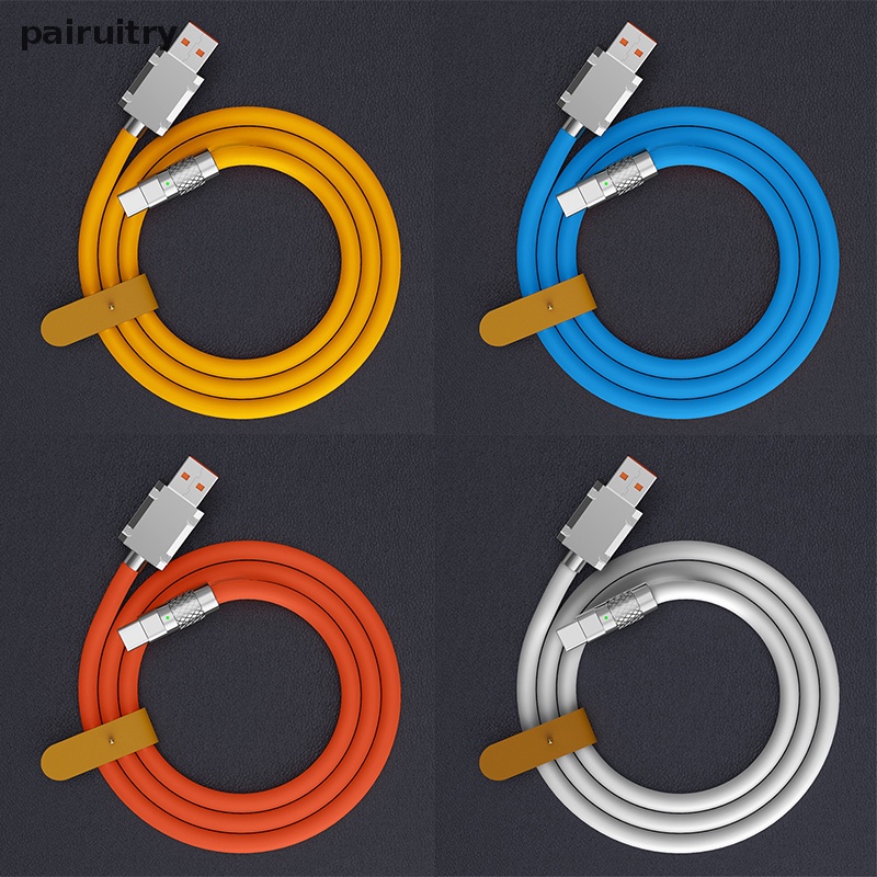 Prt 120W 6A Super Fast Charge Type-C Liquid Silicone Cable Quick Charge Kabel USB Untuk Xiaomi Huawei Samsung Pixel USB Bold Data Line PRT