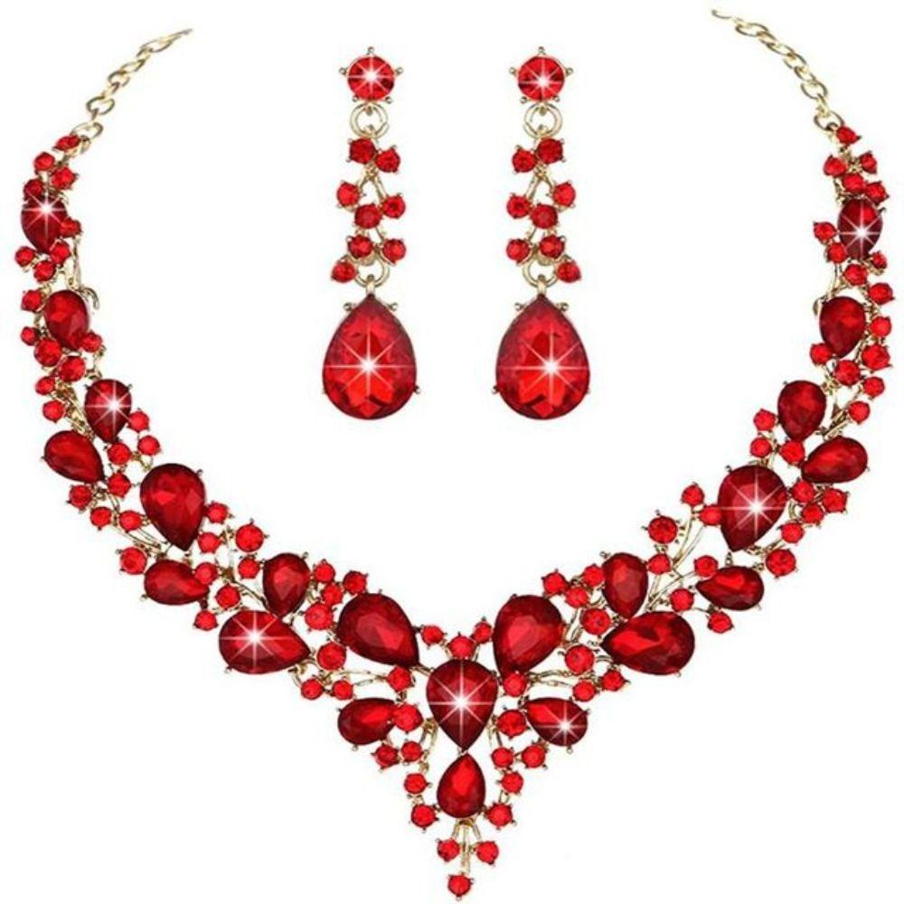 Mxbeauty Set Perhiasan Pernikahan Elegan Jewelry Gift Neckchain Daun Bentuk Cabang Aksesoris Perhiasan Temperamen Wanita Kalung