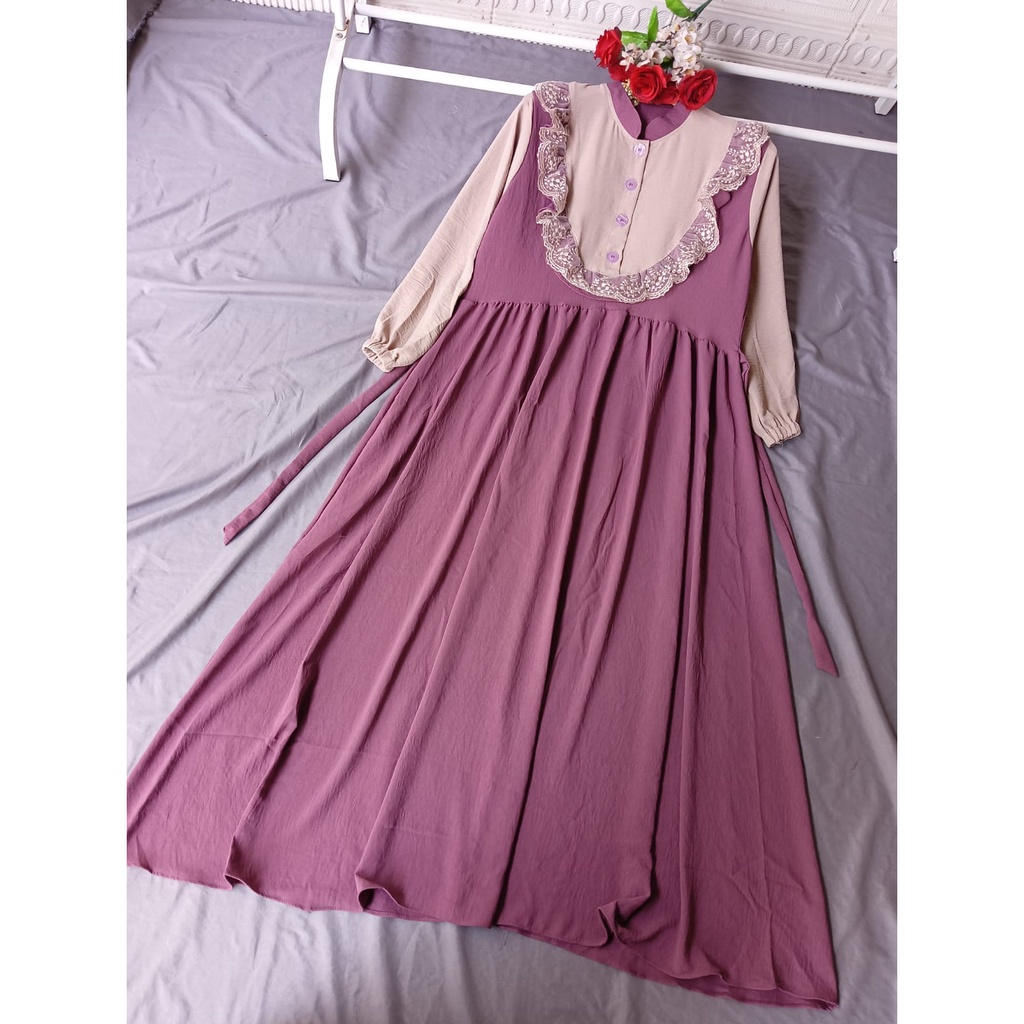 GAMIS CRINKLE RUFFLE DADA RUMI DRESS EXSLUSIVE ANNADIA/COD/GAMIS LEBARAN/GAMIS RUFFLE/GAMIS POLOS WANITA MUSLIMAH TERBARU