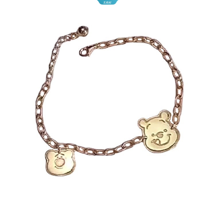 Karakter Kartun Emas Perak Tennie Weenie Strawberry Bear Bell Gelang Perempuan Ins Gaya Lucu Fashion Elegan Versi Korea Dari Gelang Lucu Dan Kreatif [ZK]
