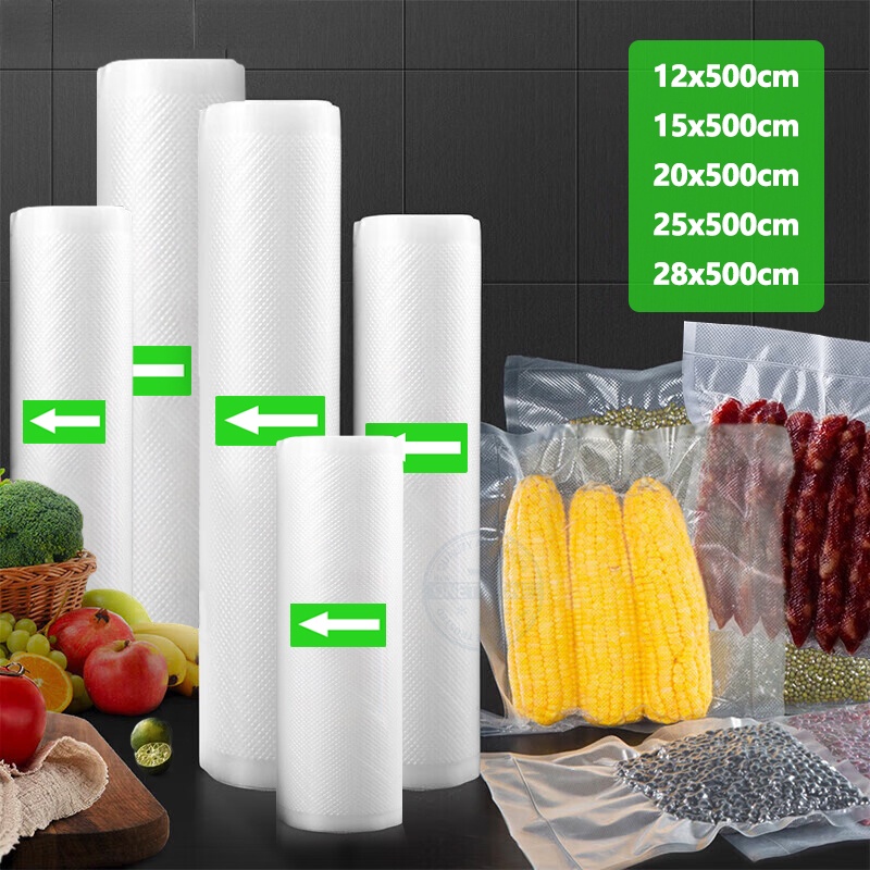 500 Cm/Roll Makanan Vacuum Packing Bag Daging Buah Sayuran Vakum Seal Kantong Penyimpanan Untuk Makanan Segar Menjaga Sous Vide Roll Bags Aksesoris Dapur