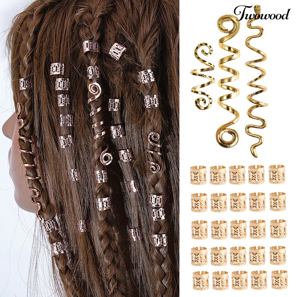 Twowood 28Pcs Jepit Rambut Gaya Retro Warna Vibrant Daya Tahan Tinggi Hias Alloy Wanita Rambut Spiral Kepang Perhiasan Gimbal Klip Untuk Lady