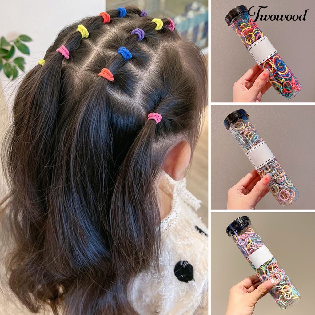 Twowood 300pcs Cincin Rambut Bayi Elastisitas Tinggi Ant-slip Mulus Tidak Melukai Rambut Ponytail Holder Balita Anak Tali Rambut Aksesoris Rambut