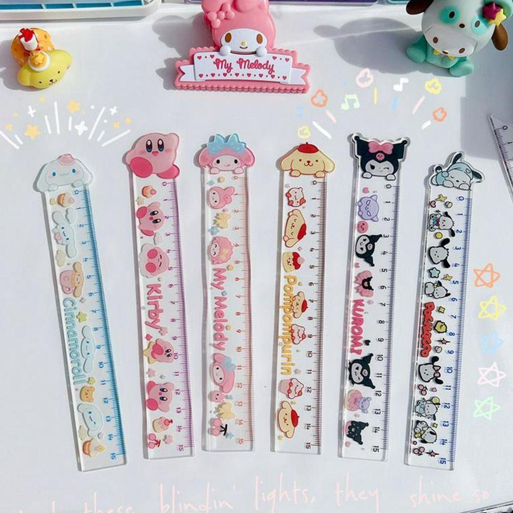 Nanas 3 Pcs Penggaris Lurus Hadiah Perlengkapan Belajar Kuromi Melodyku Cinnamoroll Alat Ukur