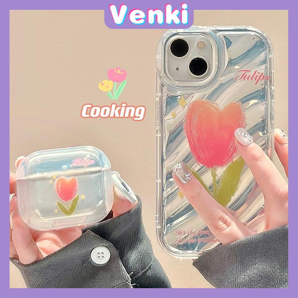 VENKI - Untuk iPhone 11 iPhone Case Laser Reflektif Bening Phone Case TPU Soft Shockproof Airbag Phone Case Cantik Tulip Kompatibel dengan iPhone 14 13 Pro max 12 Pro Max XR 7 8PLus