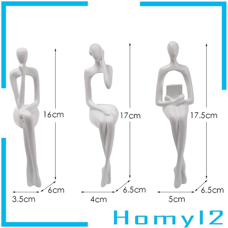 [HOMYL2] 3pcs Patung Thinker Duduk Abstrak Figurine Untuk Dekorasi Meja Rak