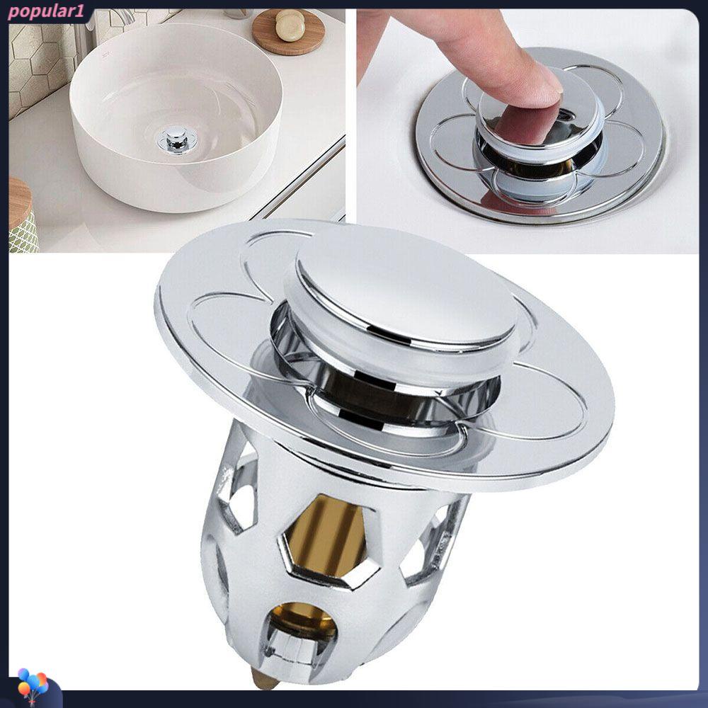 Populer Baskom Spring Core Alat Kamar Mandi Stainless Steel Shower Sink Saringan Cuci Baskom Plug Penangkap Rambut Pop-Up Bounce Core