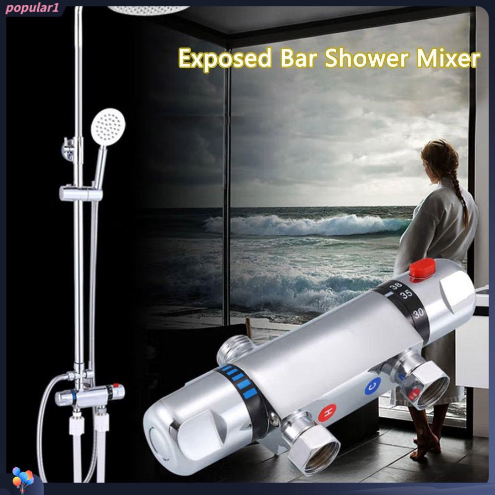 Populer Ekspos Bar Shower Mixer Thermostatic Shower Valve Chrome Bottom Valve Tap