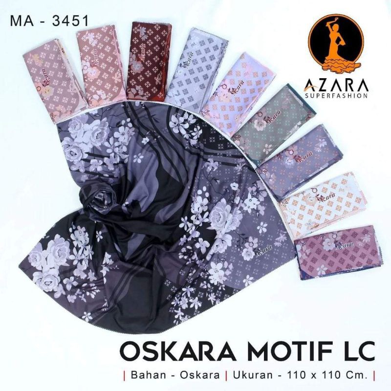 Best Seller  ( MOTIF TERBARU ) Hijab Azara Oskara MOTIF LC segiempat Lasercut senorita maskara danis