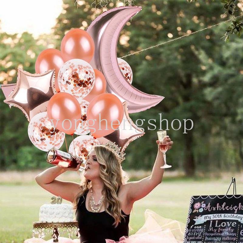 14 Pcs/set Campuran Hati Bintang Berbentuk Aluminium Foil Balon Confetti Lateks Balon Pernikahan Baby Shower Dekorasi Ulang Tahun Globos Balon Perlengkapan Pesta
