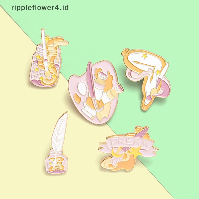 {rippleflower4.id} Papan Gambar Kartun Sikat enamel Bros Lencana pin Pakaian Tas Topi Perhiasan~