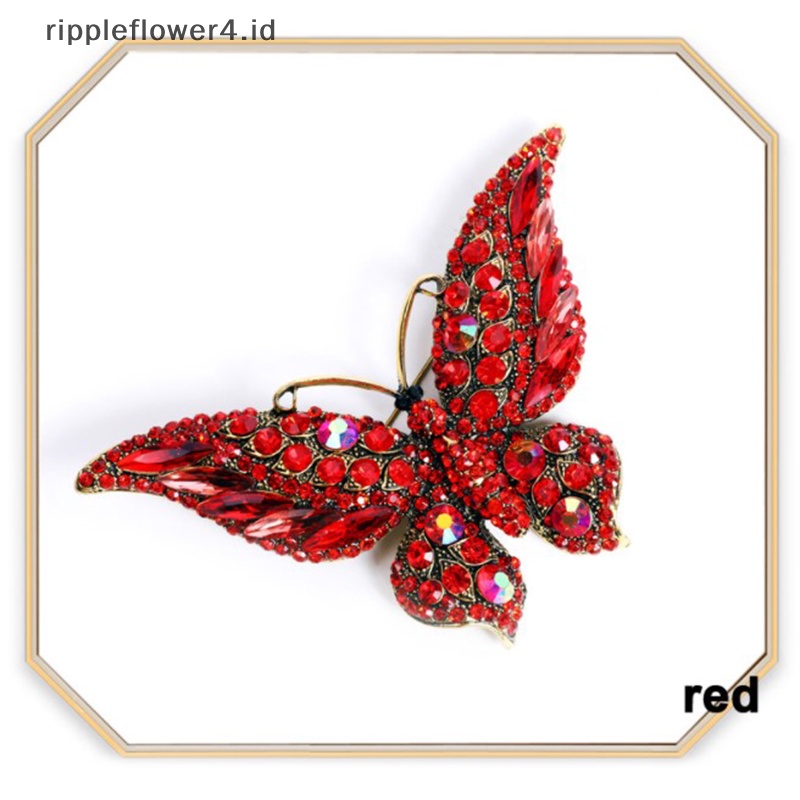 {rippleflower4.id} 1pc Butterfly Brooch Pin Kristal Bros Besar Untuk Wanita Pesta Banquet Pin~