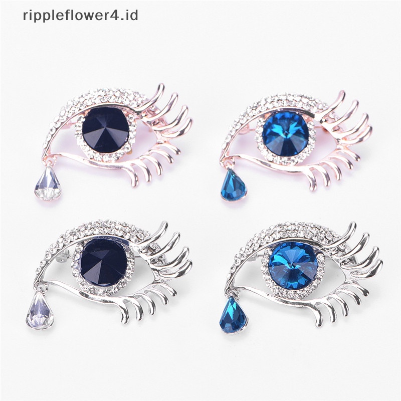 {rippleflower4.id} Bros Mata Besar Kristal Berlian Imitasi Wanita Elegan Tetesan Air Mata Malaikat Bros Pin~