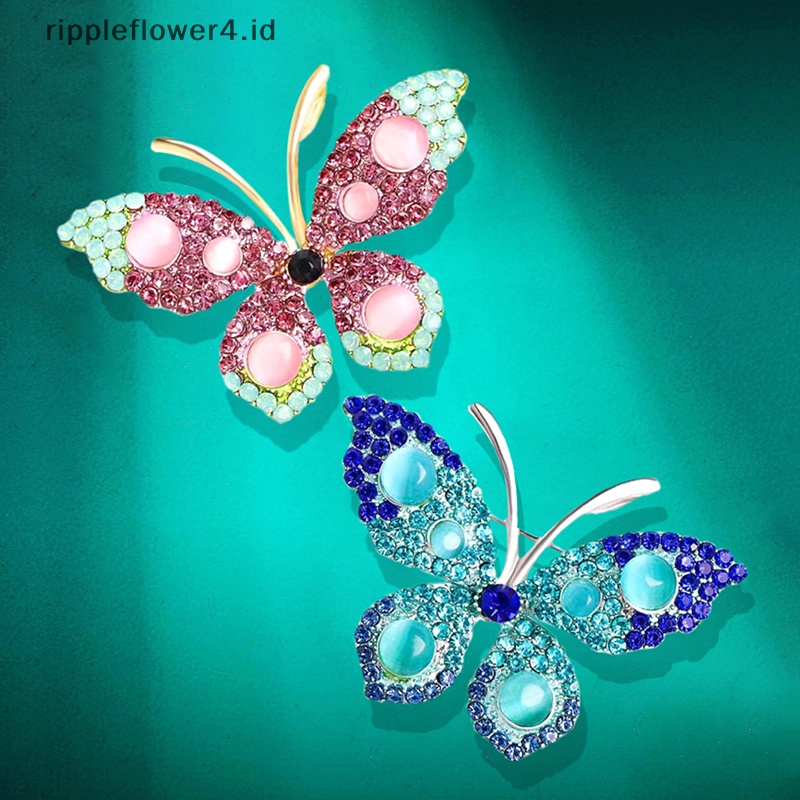 {rippleflower4.id} Bros Kupu-Kupu Berlian Imitasi Fashion Untuk Wanita Pesta Pernikahan Brooch Pin Hadiah~