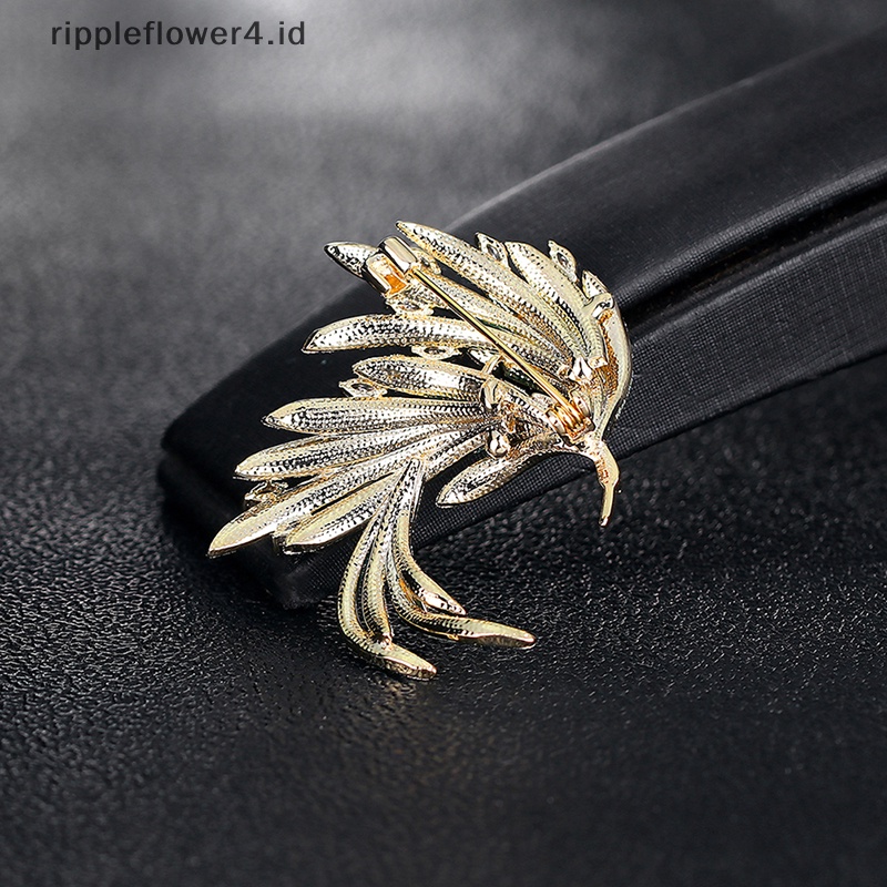 {rippleflower4.id} Fashion Wanita Enamel Bros Pin Kristal Phoenix Ekor Syal Gesper Pakaian Bros Hadiah~