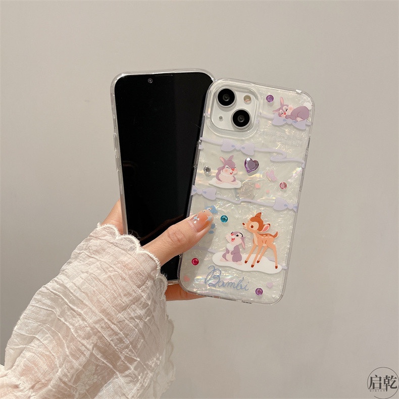 Ins Fawn Bambi Cocok Untuk iPhone 14 Pro Max Casing Ponsel iPhone Double-layer Motif Printing Kompatibel Dengan Iphone13 13pro 13prm iPhone 11 11pro 14plus 12Pro Max Casing Ponsel TPU Tahan Guncangan