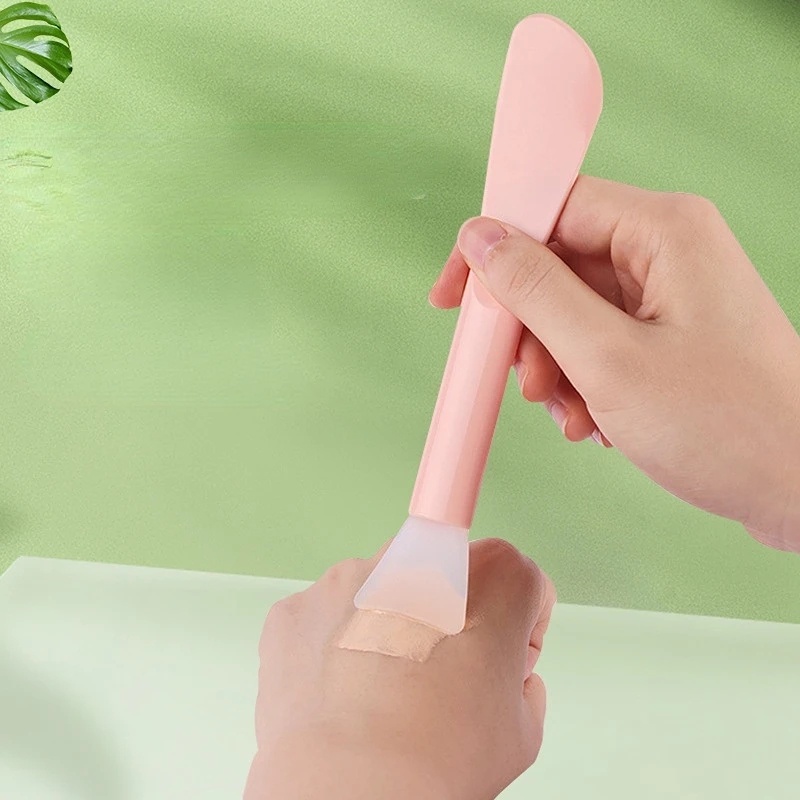 [Unggulan] Profesional Reusable Facial Beauty Skin Care Tools Alat Kecantikan Double-Ended Silicone Mask Brush Lembut Kepala Datar Mud Mask Aplicator Brushes Dual-use Mud Film Brush