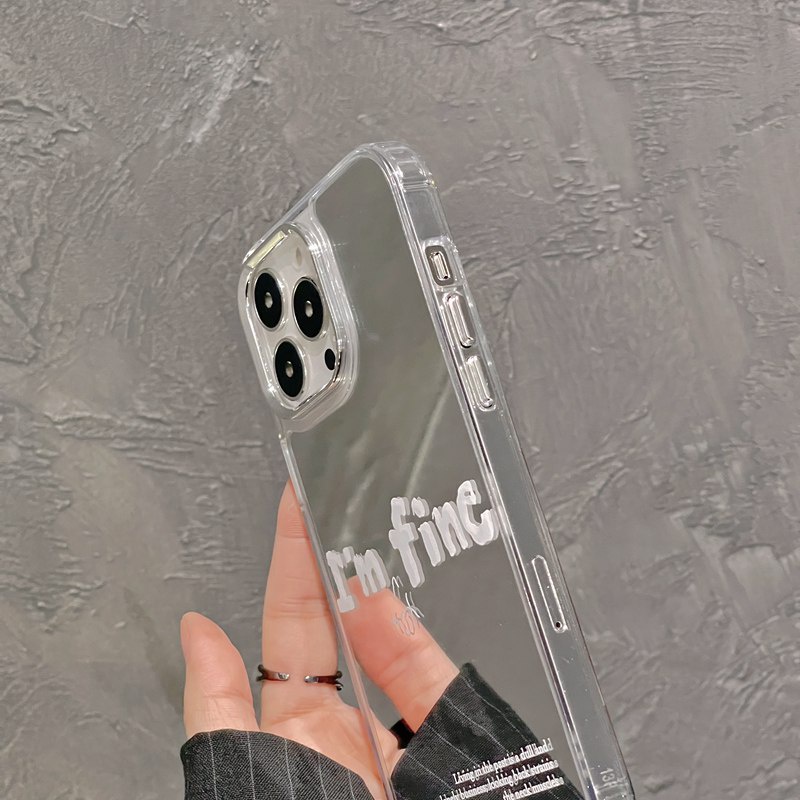 Fashion Silver I'm Fine Mirror Soft TPU Case iP iPhone 11 12 13 14 Pro Max New FTD Casing Apple