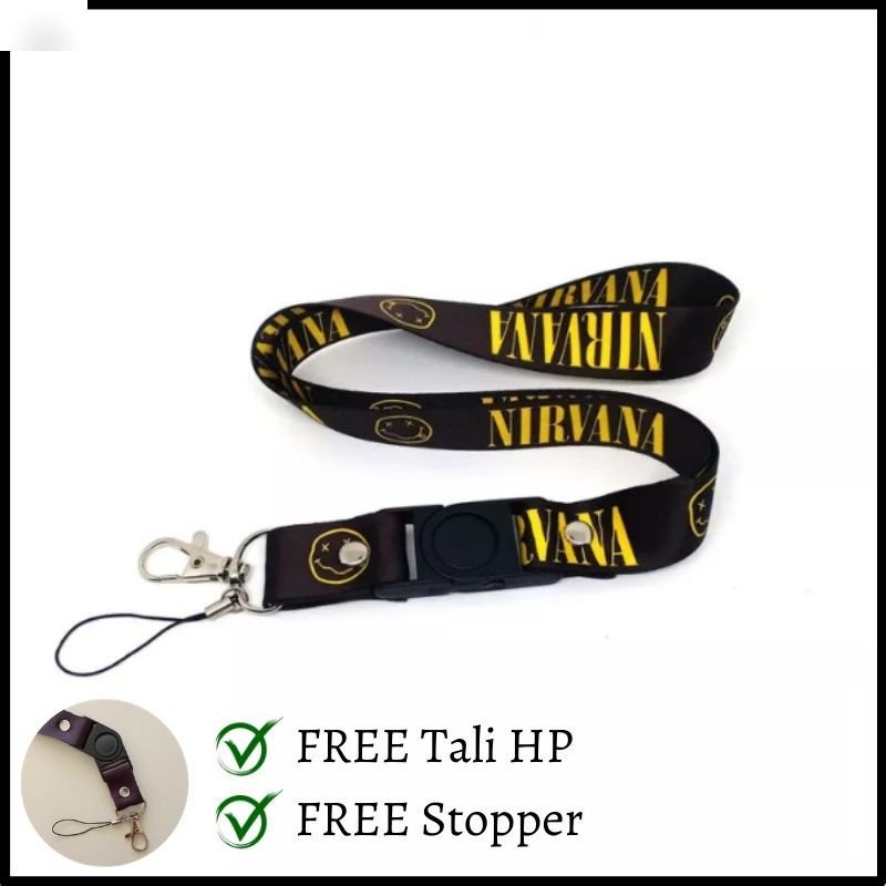 

Tali Lanyard Band Nirvana / Custom Lanyard Tali Gantungan Kunci HP POD ID Card