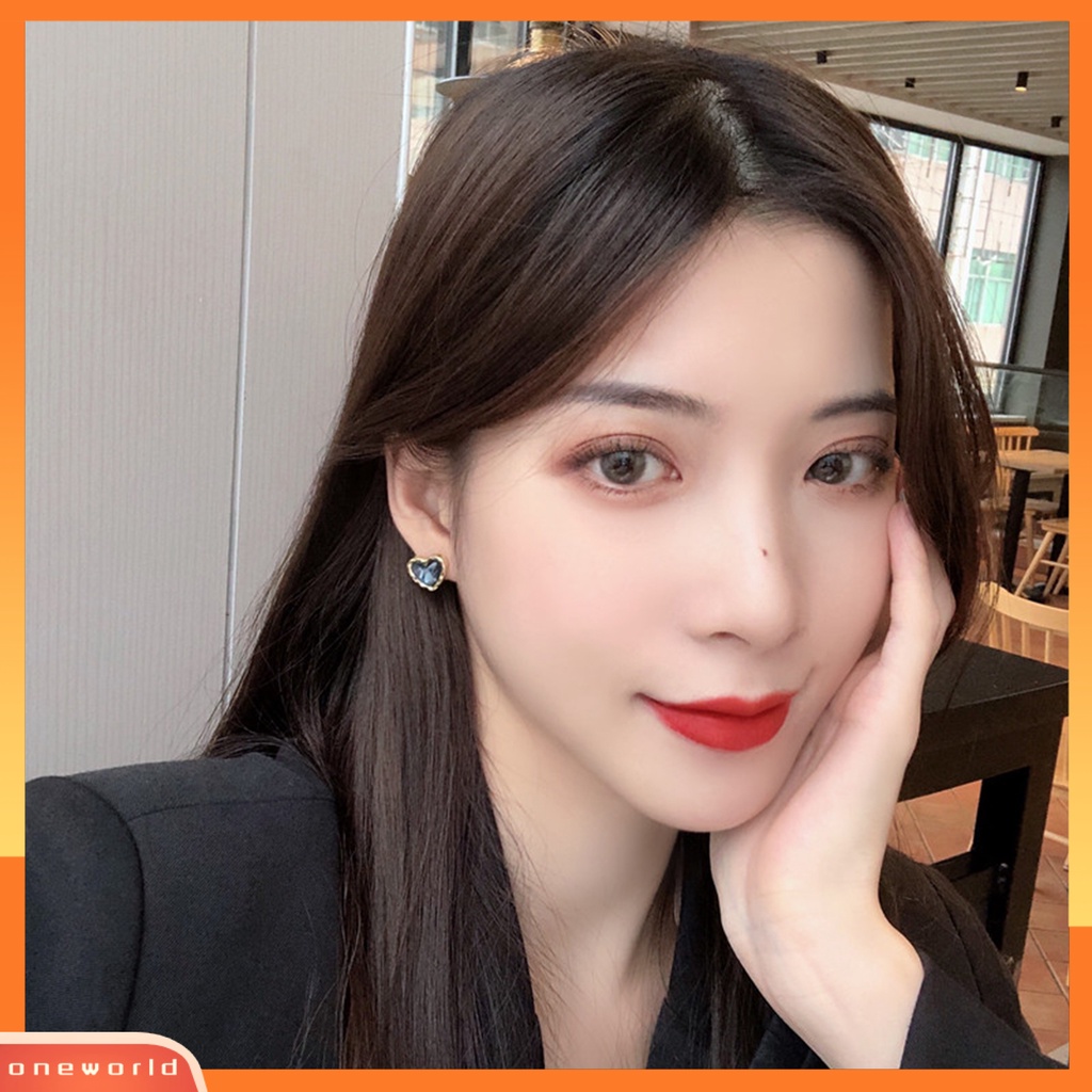 [WOD] 1pasang Anting Stud Perhiasan Plating Hati Gaya Korea Electroplating Ear Studs Untuk Pesta Pernikahan Perjamuan Prom