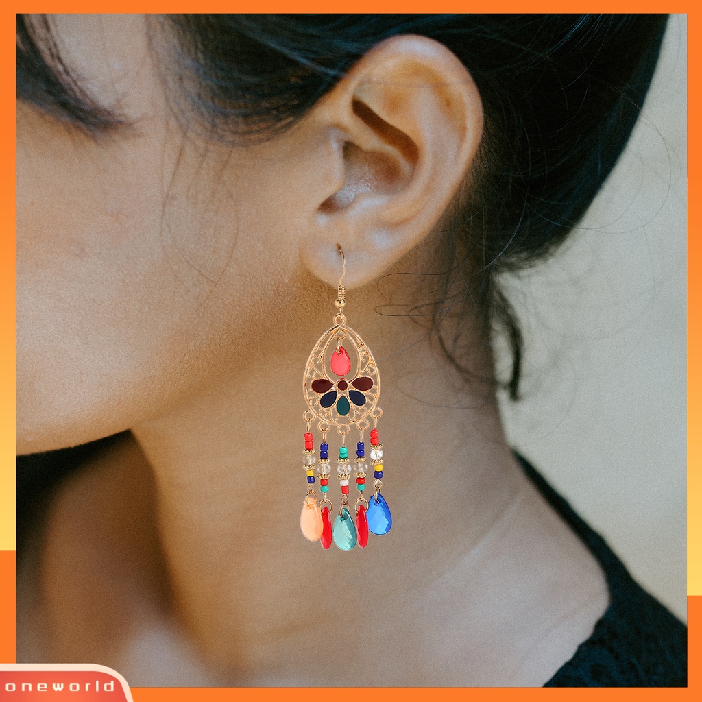 [WOD] 1pasang Anting Kait Jumbai Perhiasan Bohemian Anting Juntai Vintage Panjang Untuk Pernikahan