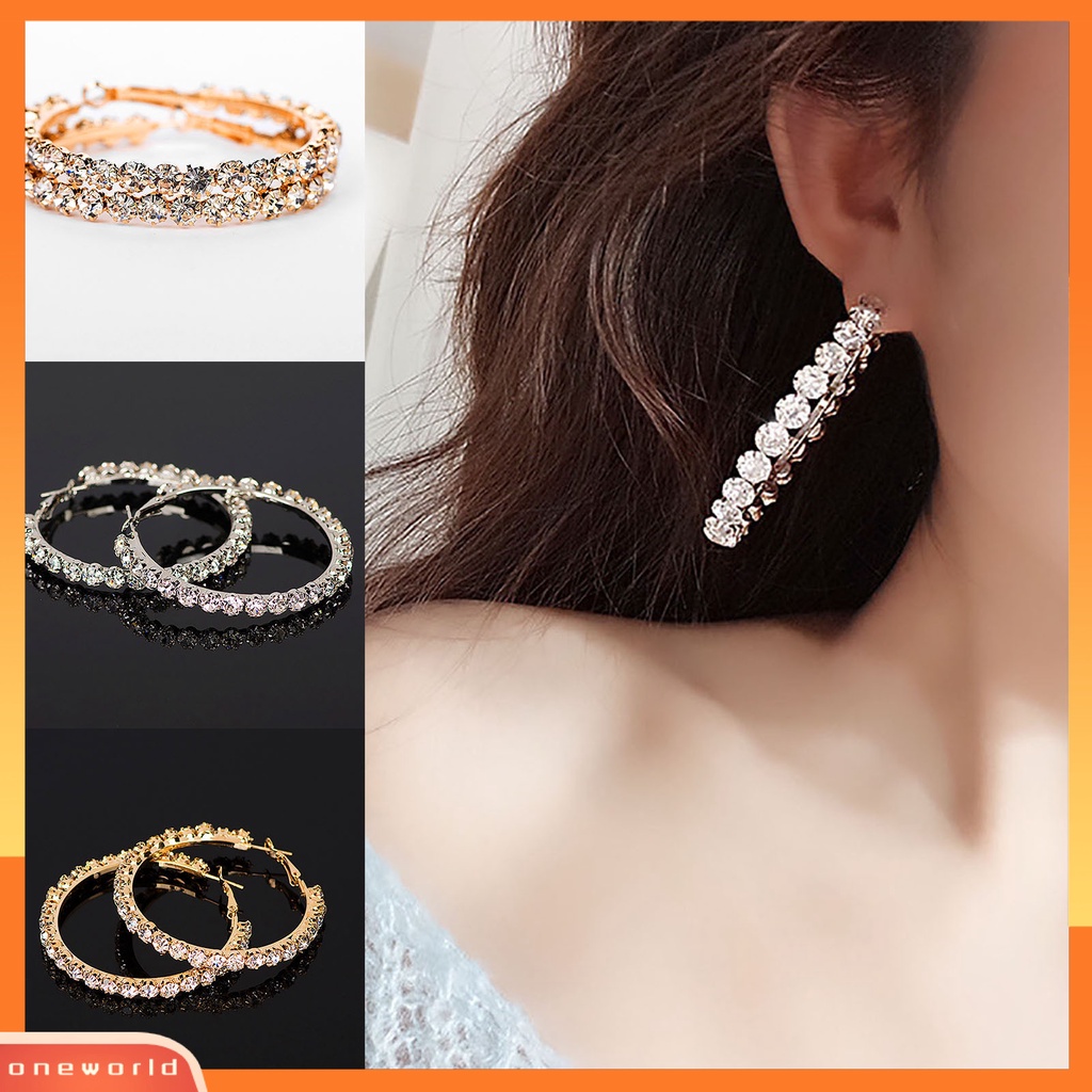 [WOD] 1pasang Anting Wanita Anting Hoop Bulat Berlian Imitasi Vintage Kreatif Untuk Pakaian Sehari-Hari