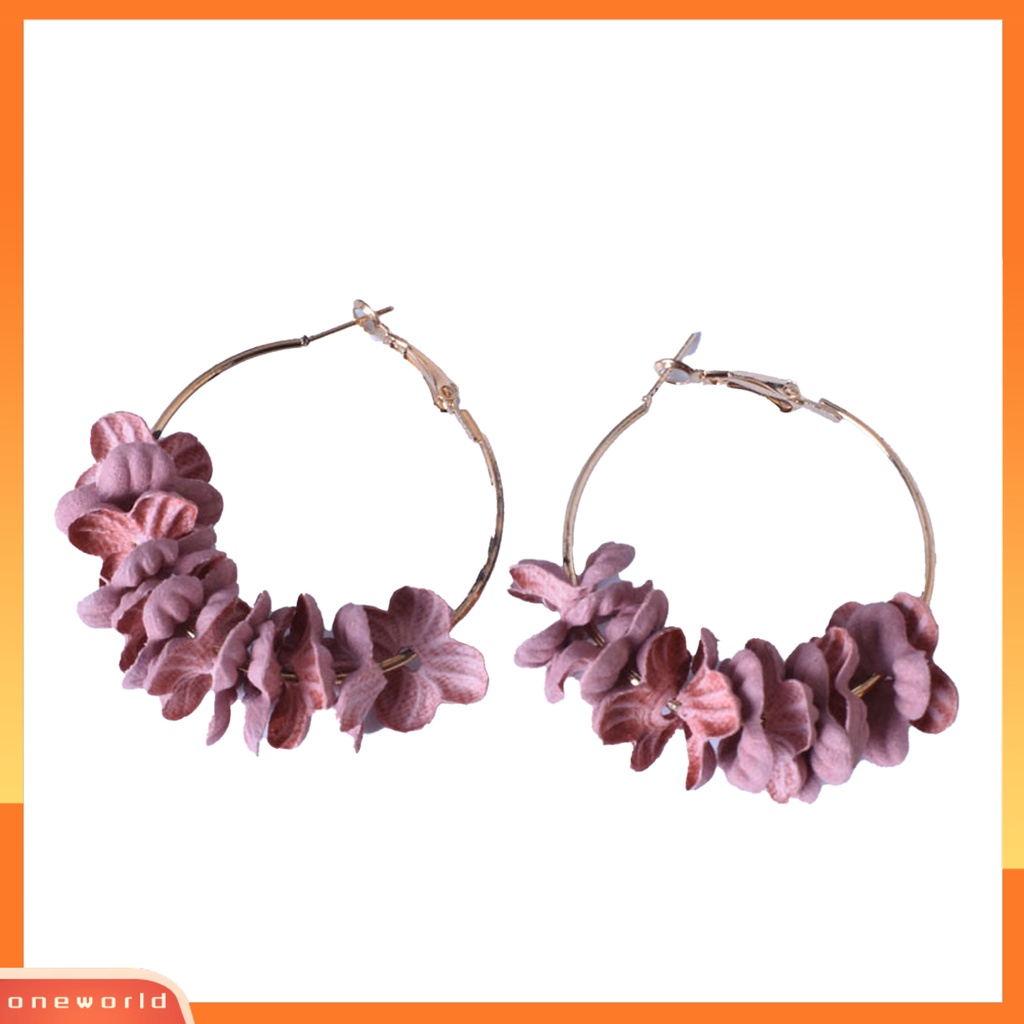 [WOD] 2pcs Anting Hoop Kelopak Eardrop Wanita Perempuan Perhiasan Fashion Sederhana Untuk Pesta