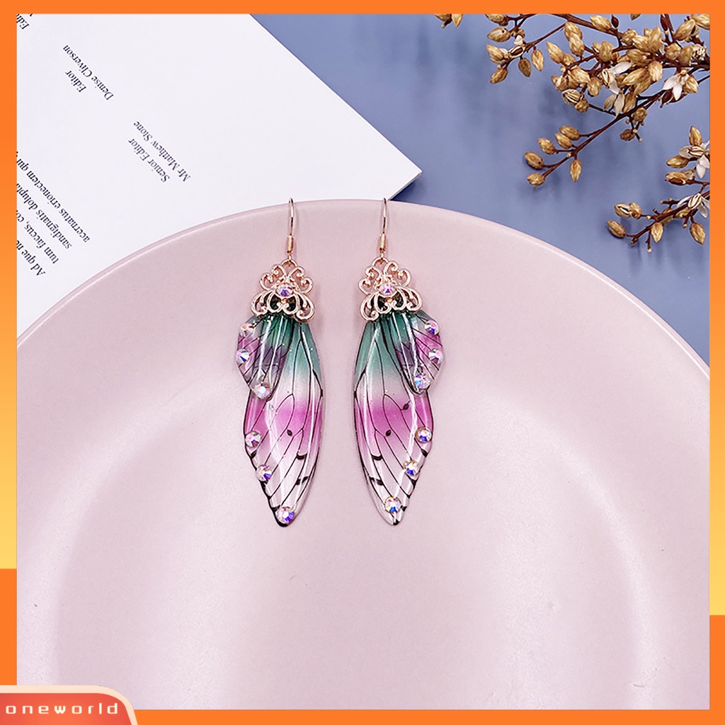 [WOD] Anting Fashion Wanita Berlian Imitasi Serangga Sayap Kupu-Kupu Ear Hook Perhiasan Hadiah