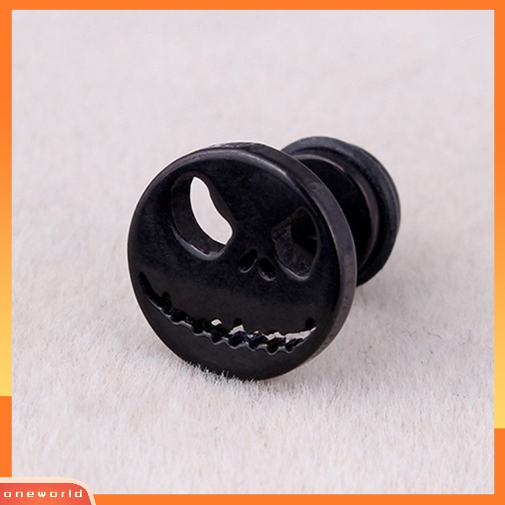 [WOD] 1pc Pria Wanita Halloween Tengkorak Baja Titanium Telinga Stud Anting Tindik Perhiasan