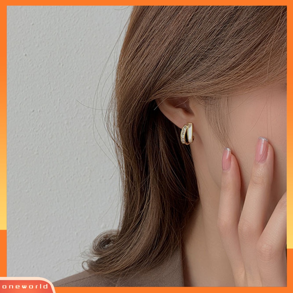 [WOD] 1pasang Anting Wanita Warna Vibrant Tahan Karat Alloy Ganda Melengkung Berbentuk Anting Pejantan Anting Pesta Hadiah Ulang Tahun