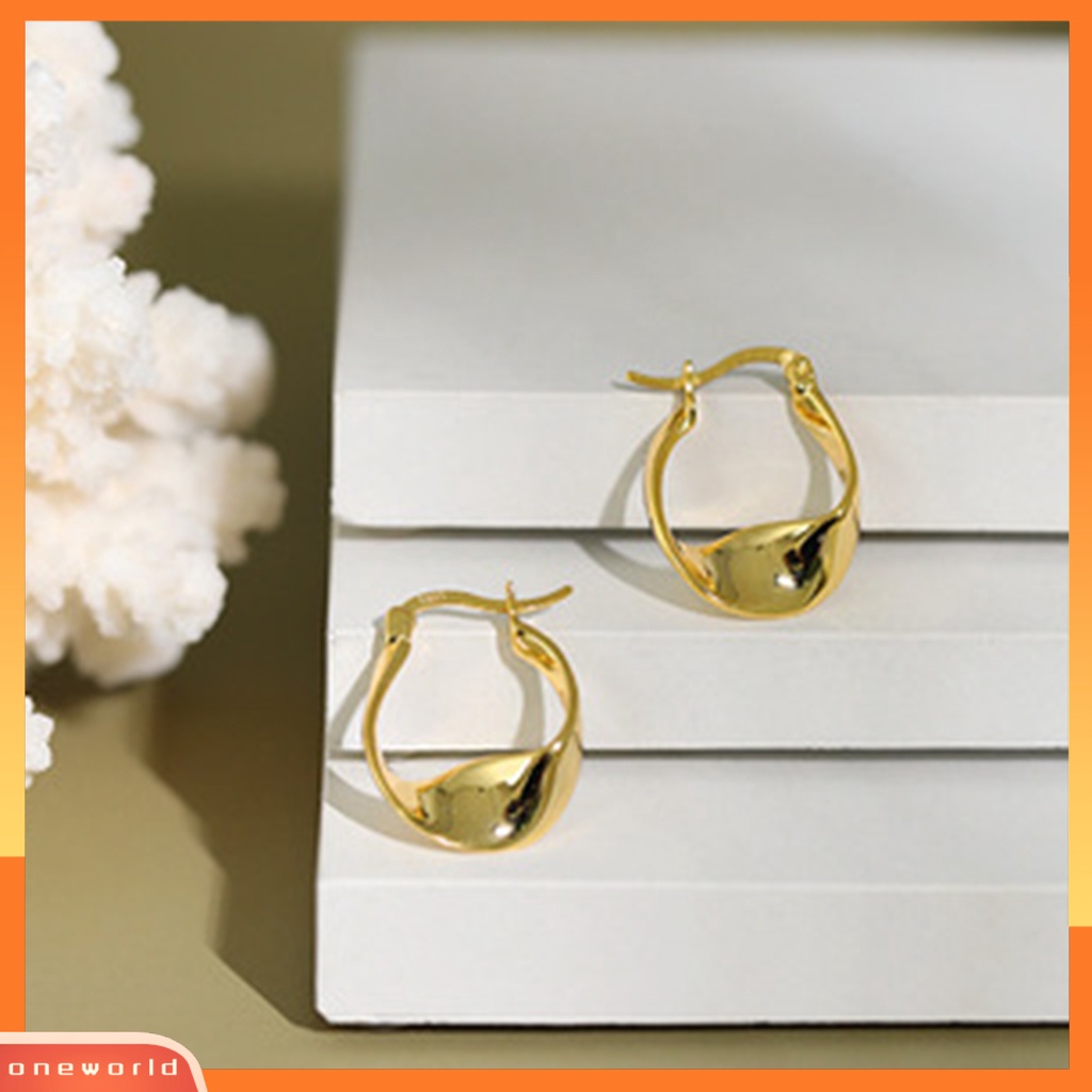 [WOD] 1pasang Anting Menjuntai Bersinar Anting Hoop Twist Geometris Tembaga Tahan Aus Untuk Pesta