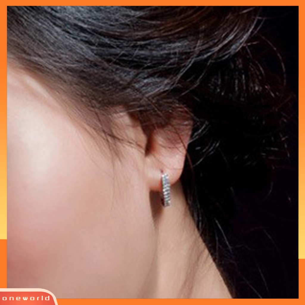 [WOD] Anting Bulat Fashionable Alloy Baris Tunggal Berlian Imitasi Earrings Untuk Perjamuan