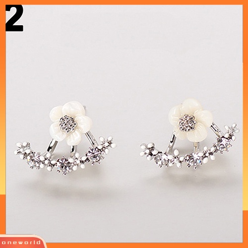 [WOD] Wanita Fashion Gaya Korea Anting Pola Daisy Kecil Berlian Imitasi Jaket Telinga Ear Studs