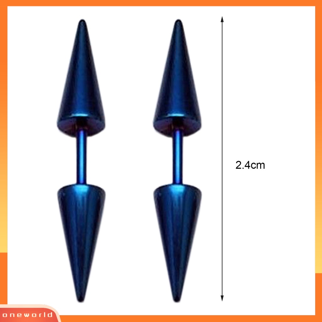 [WOD] 1pasang Stud Earring Pengerjaan Halus Wanita Aksesoris Portable Unisex Double Rivet Spike Earrings Untuk Pub