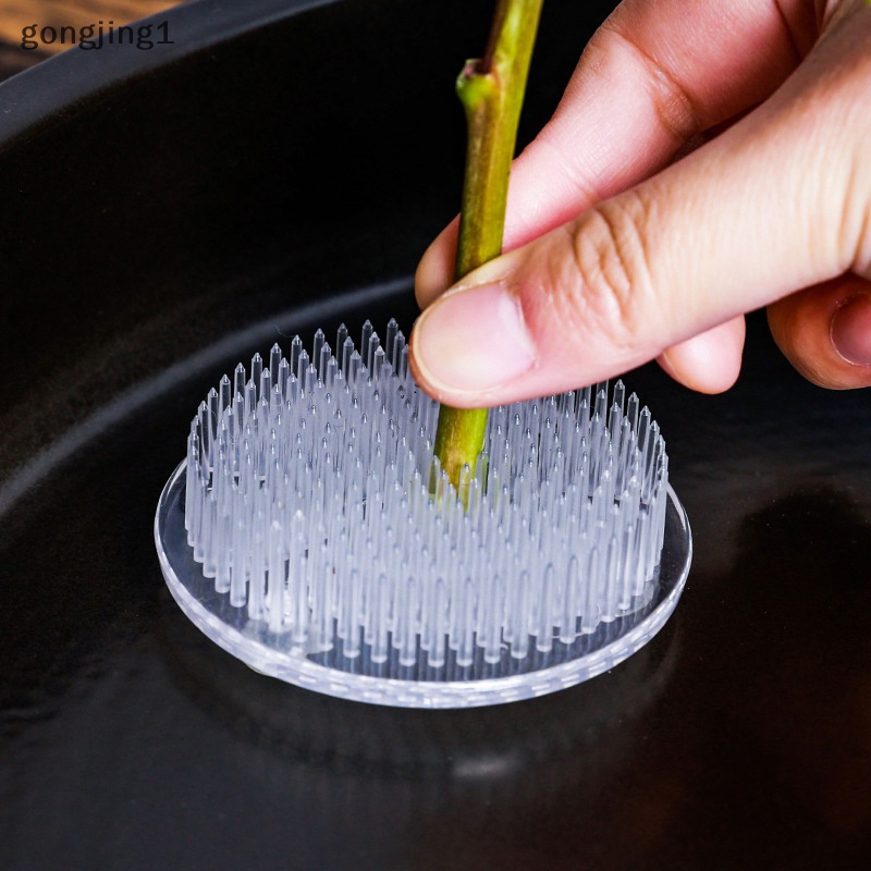 Ggg Bulat Ikebana Kenzan Flower Frog Suction Cup Alat Susun Bunga Plastik Art Fixed Rubber Base Holder Floral Decor Pot Vas ID