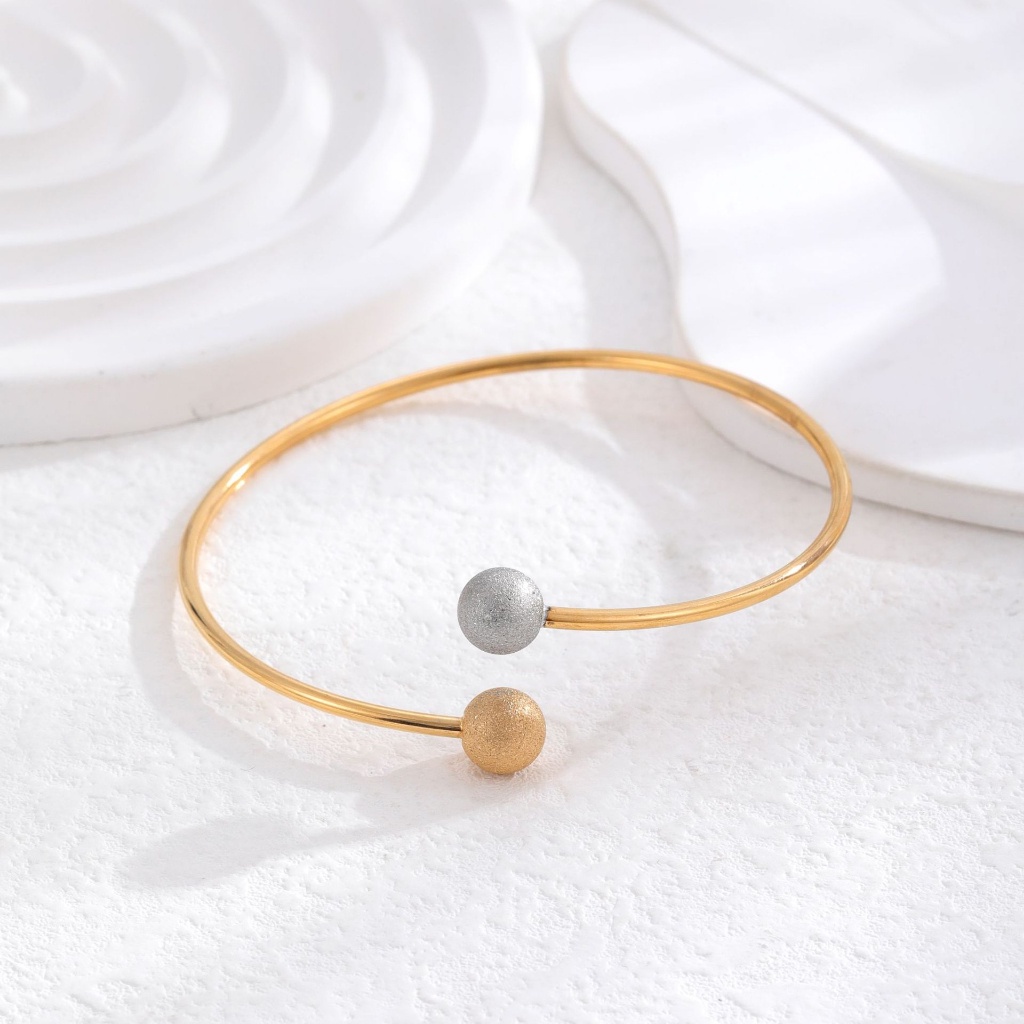 Gelang bangle simple bola pasir titanium stainless steel 316L import anti karat harga grosir bisa bayar di tempat