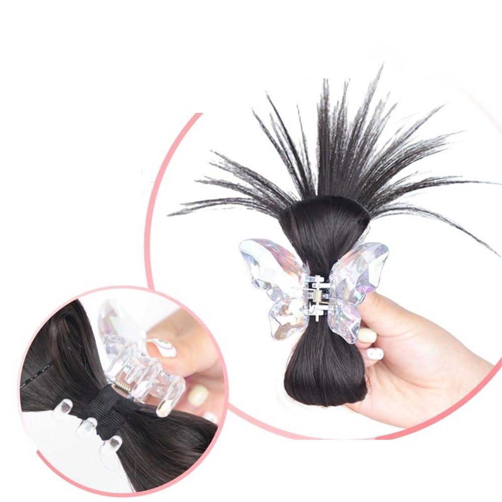 Y2k Gadis Bulu Ayam Wig Dengan Kristal Kupu-Kupu Klip Gadis Pedas Shuttlecock Rambut Wig Acessories