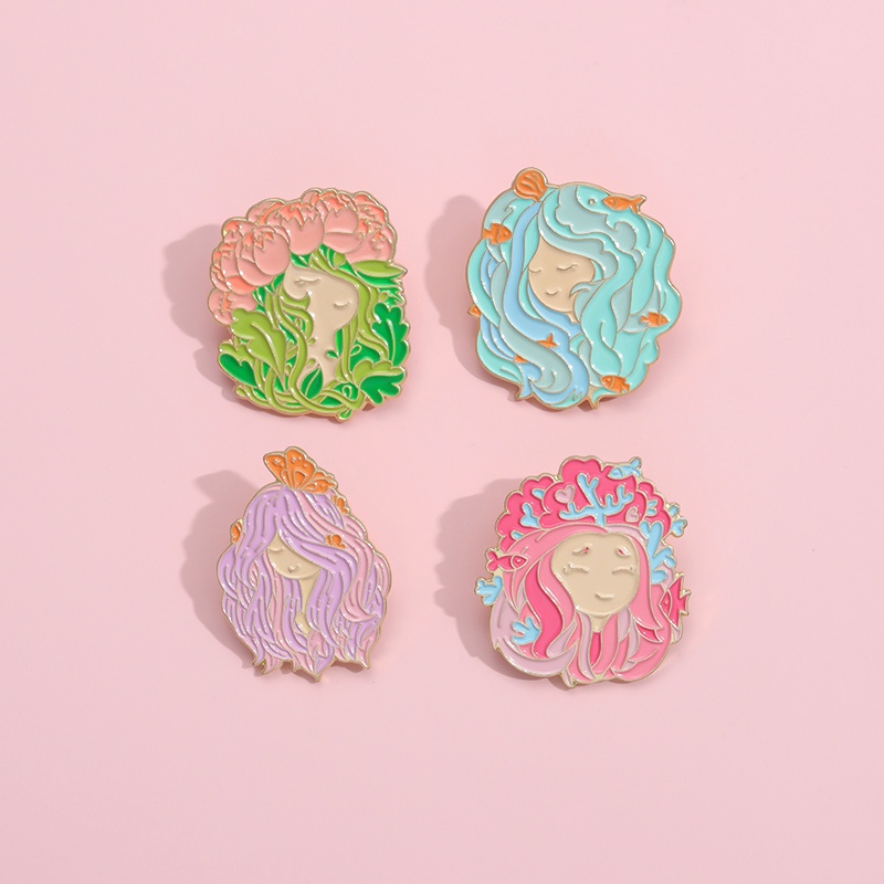 Kreatif Bunga Peri Enamel Pin Bros Lucu Kupu-Kupu Laut Gadis Bros Kerah Pin Tombol Lencana Kartun Perhiasan Hadiah Untuk Anak-Anak Teman