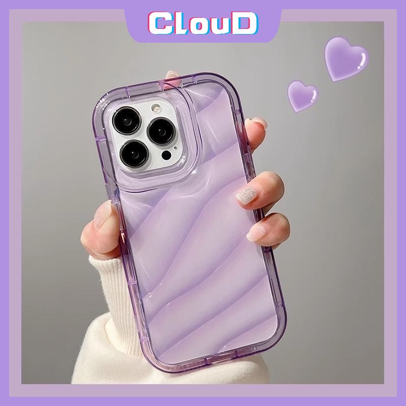 IPHONE Soft Case Warna Permen Bening Simple Mewah Kompatibel Untuk Iphone11 14 12 13 Pro MAX 7Plus 8Plus XR 6 6S 7 8 Plus X XS MAX SE 2020 Shockproof 3D Stereo Kreatif Penutup Kerut