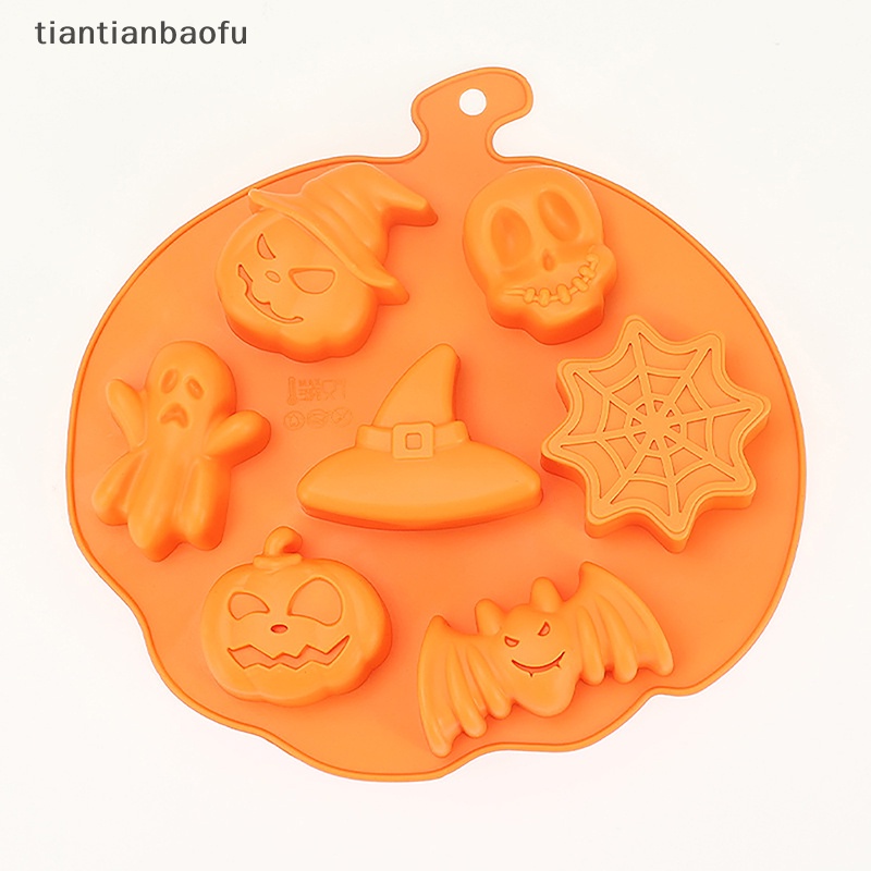 [tiantianbaofu] 1pc Halloween Mengerikan Cetakan Silikon Es Batu Coklat Makanan Baking Tray Mold Butik