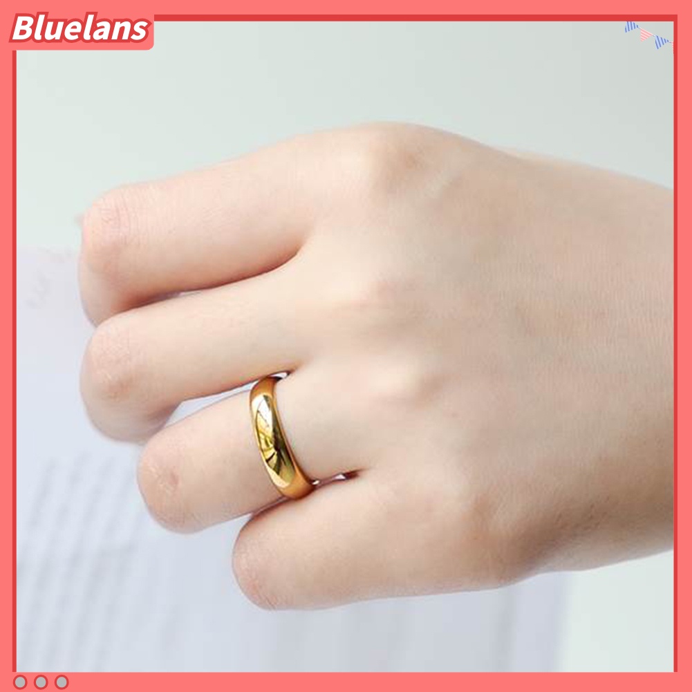 [BLS] Unisex Sederhana Tinggi Polandia Polos Kubah Jari Cincin Pasangan Pertunangan Perhiasan Hadiah