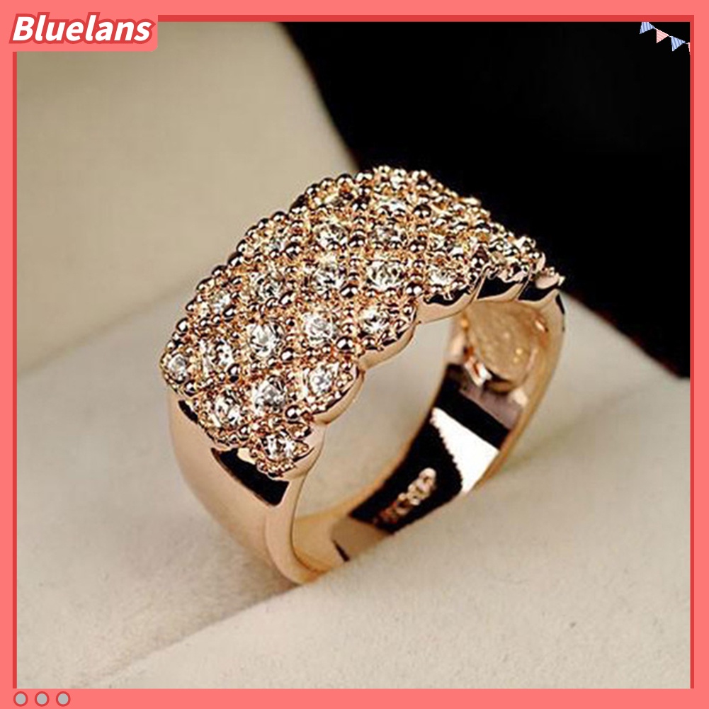 [BLS] Mewah Ladies Berlian Imitasi Bertatahkan Jari Cincin Pernikahan Pertunangan Perhiasan Hadiah