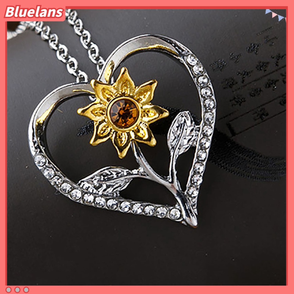 [BLS] Bersinar Dapat Disesuaikan Wanita Kalung Hadiah Sunshine Hati Sunflower Necklace Perhiasan Aksesoris